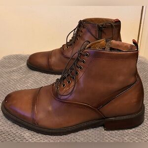 Steve Madden Men's Ketonic Combat Boots  Zip & lace Brown Cognac Leather Size 10